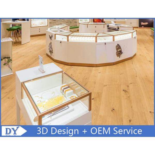 Custom Rose Gold Frame Jewellery Shop Display Counters Pre - assembly Structure