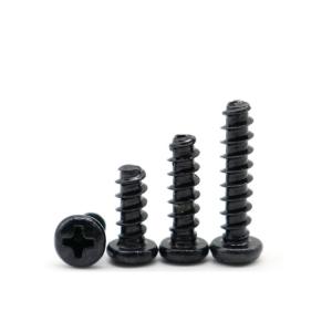 Aço carbono métrico preto M2 M2.3 M2.6 M3 M3.5 M4 Phillips Pan Head Self Tapping