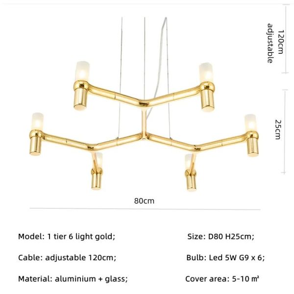 Crown Major Pendant lamp Nordic Tube chrome chandelier  Crown Plana Mega Pendant（WH-AP-637）