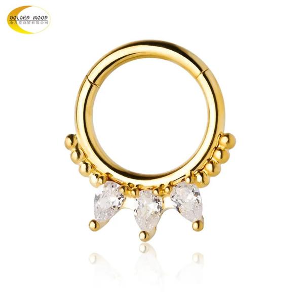 Bijou de piercing corporel en acier inoxydable doré - Anneau de nez - Bijou de