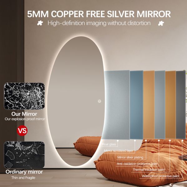 Minimalist Frameless Commercial Mirrors Irregular LED Mirror For Hotel Bathroom Bedroom Dressing Room