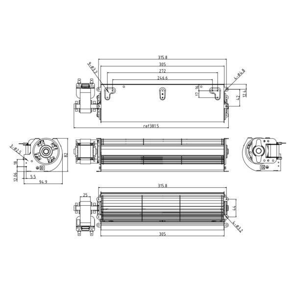 60mm Tangential Blower Cross Flow Fans 230V 50HZ For Freezers