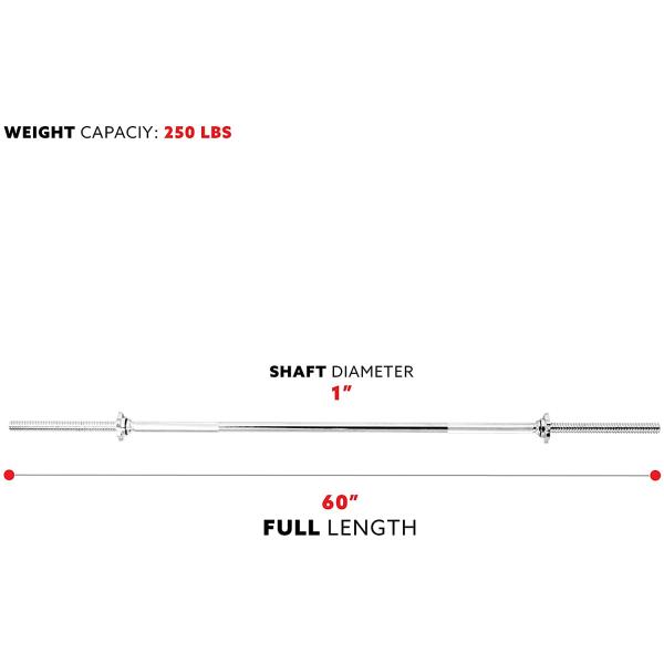 Wholesale 60 Inch Threaded Olympic Chrome Barbell Bar Quotes With1 Inch Barbell Diameter Ring Collars