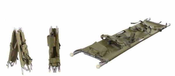 High-strength aluminum alloy material and military-grade denim  folding medical stretcher,Anti-mold,moisture-proof and insect-proof canvas bamboo strips ,patented product