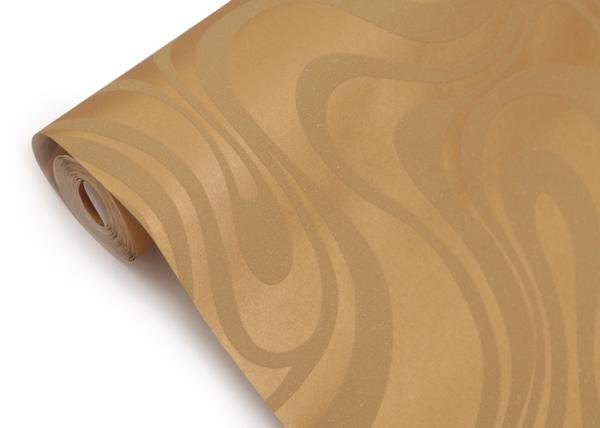 Custom Removable Contemporary Living Room Wallpaper With Golden Curve Design