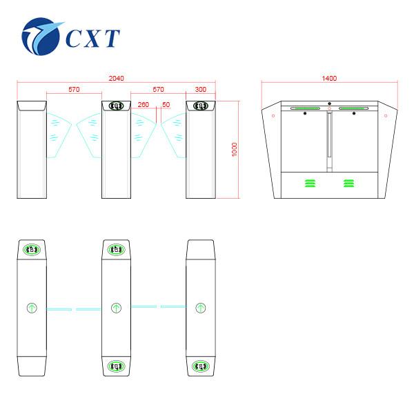 30-40 People/Min Office Security Barrier Gate Retractable Flap Barrier 140X