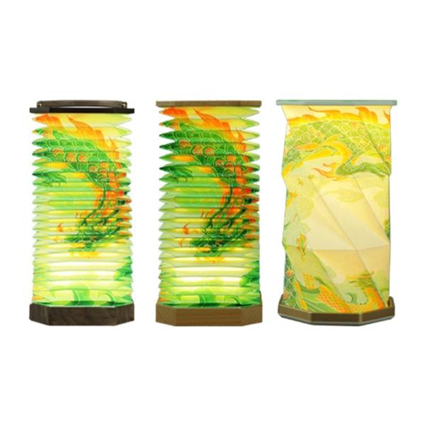 3500K Desk Origami Crinkle Paper Square Floor Lamp Rotating Dragon Boat Printing