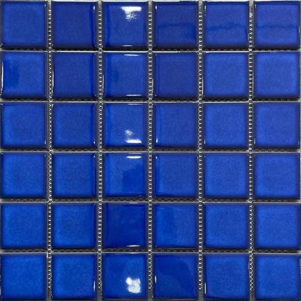 Azulejo de mosaico cerámico Ice Crackle 300x300 Azul Aqua Esmaltado para piscina