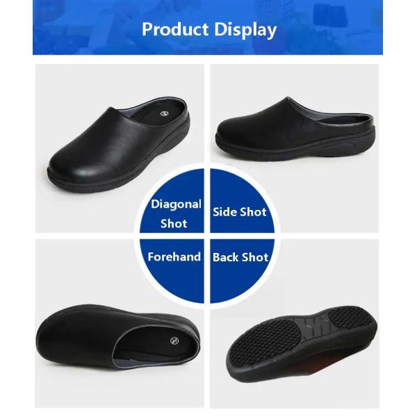 Обычные черные легкие обувь для медсестёр Нескользящие резиновые подошвы Сандалии водонепроницаемые коровая кожа Шеф-обувь