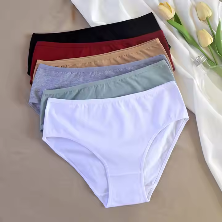 Custom Printed Breathable 100% Cotton Women's Underwear Mid-Rise Panties Custom Logo for Women
