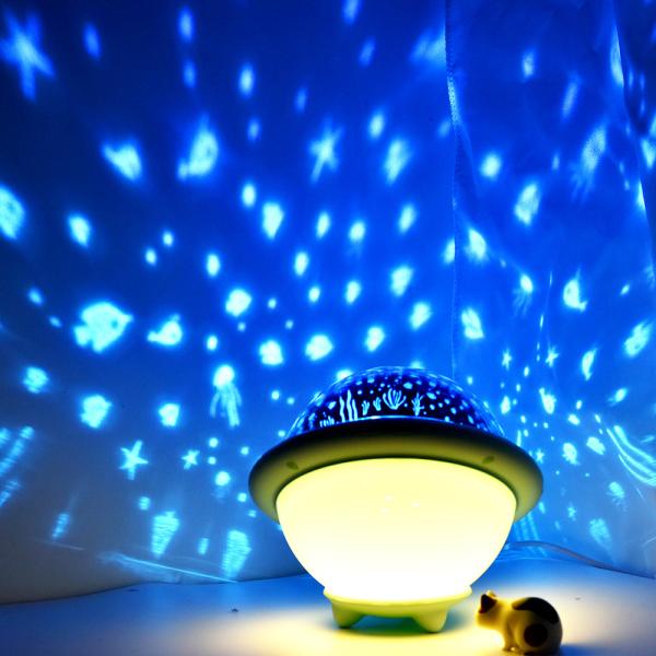 5V 1000mA LED Projector Night Light 151x132mm UFO Shaped For Children