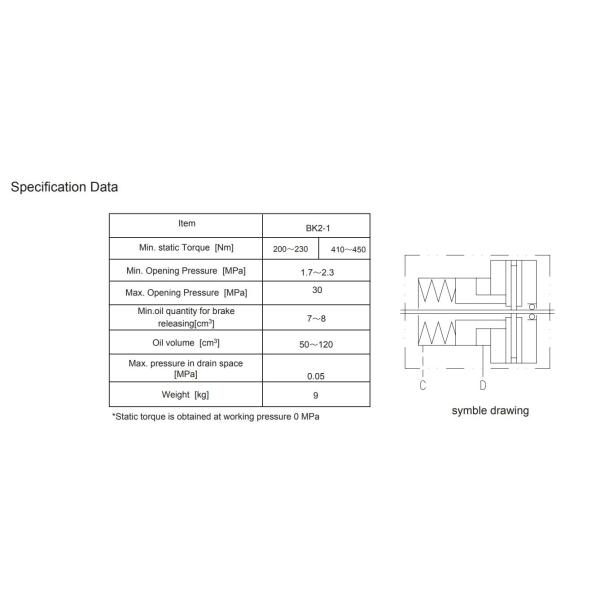 Bk2 Series Hydraulic Motor Brake System 300 Bar Static Torque 410-450 Nm