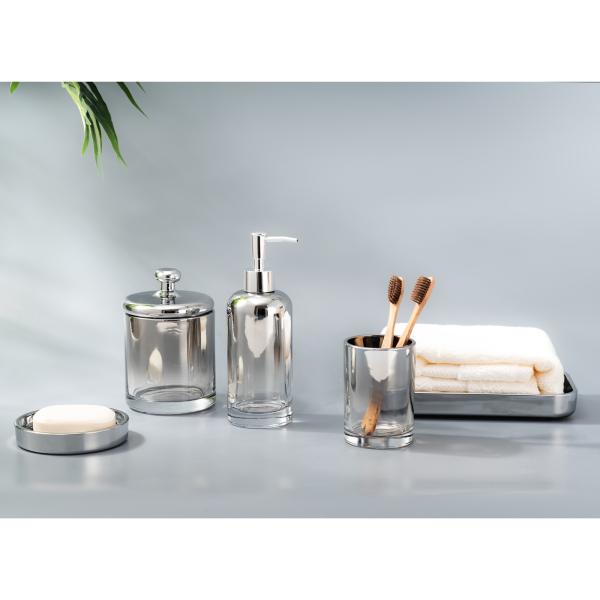 Silver Color Stylish Glass Soap Dispenser Foam Dispenser Toothbrush Holder Bathroom Accessories Set