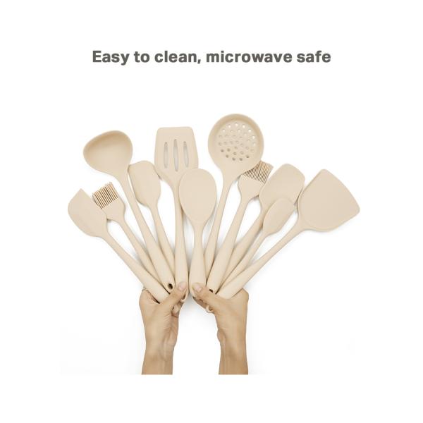 11-Piece Silicone Kitchen Utensil Set with Round Holder Multi-Functional Cooking Tools