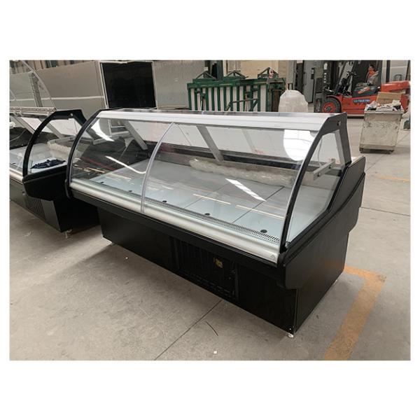 Dark Gray Front And Rear Curved Glass Cooked Food Refrigeration Display Cooked Food Freezer