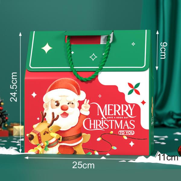 Caja de regalo de Navidad de lujo personalizada con asa, papel artístico de 157 g, cartón de 1000 g