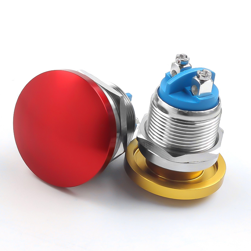 16/19/22mm Stainless Steel Self-Resetting Push Button Switch IP65 Level 220V Max Voltage Mushroom Head Screw Foot 1NO Switch