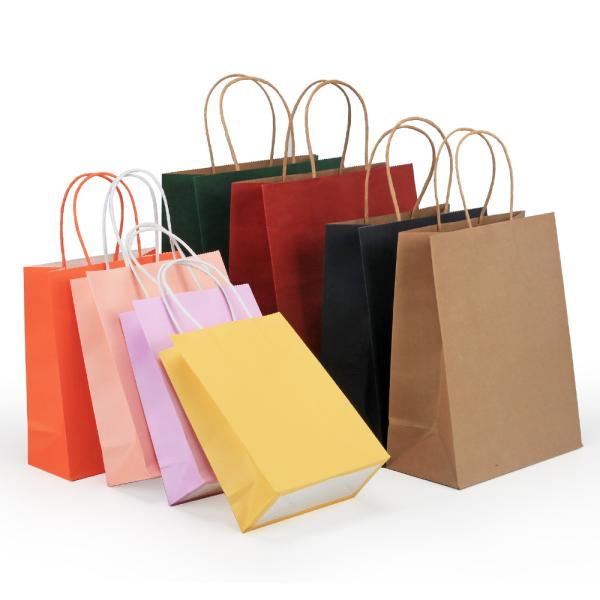 Impressão de gravura Logotipo personalizado Artesanato de compras Bolsa de papel Kraft para suas necessidades