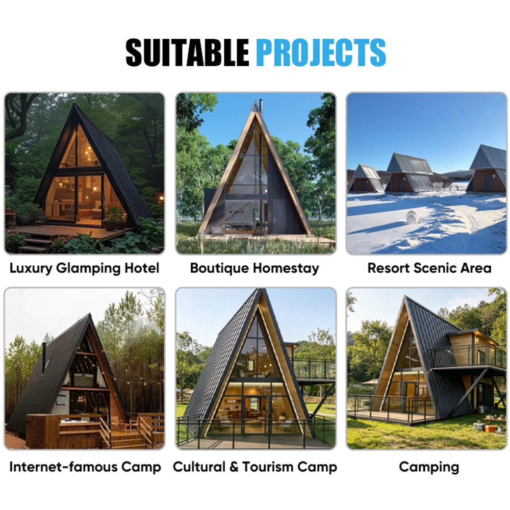 Custom Modern Triangular Prefab House, Lightweight Steel Structure Modular Building with Luxury Interior & Innovative Design