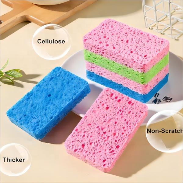 OEM ODM DH-A5-12 Custom Natural Vegetal Cellulose limpeza esponja fina para lavatório de cozinha