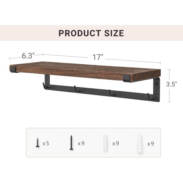 Solid Wood Floating Rack Coffee Bar Accessories for Wall Book Shelves in Kids Kitchen
