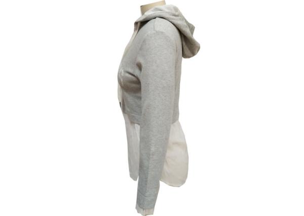 Lightweight Grey Ladies Zip Up Hoodies , 100% Cotton Womens Zip Up Sweatshirts