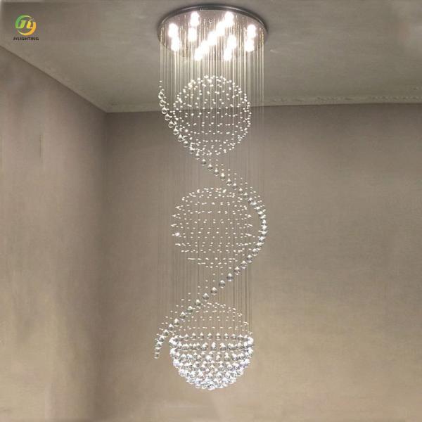 JYLIGHTING Simple Light Luxury Crystal Duplex Staircase Chandelier Living Room Villa Split-level Long Crystal Pendant Light