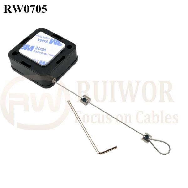 RW0705 Square Retractable Cable Plus Adjustalbe Lasso Loop End By Small Lock And Allen Key