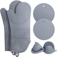 Silicone resistente ao calor Oven Mitts Pot Holders Sets para cozer