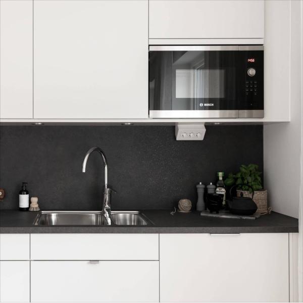 Small Modern Home Kitchen Cabinets White PVC Modular Kitchen Furniture