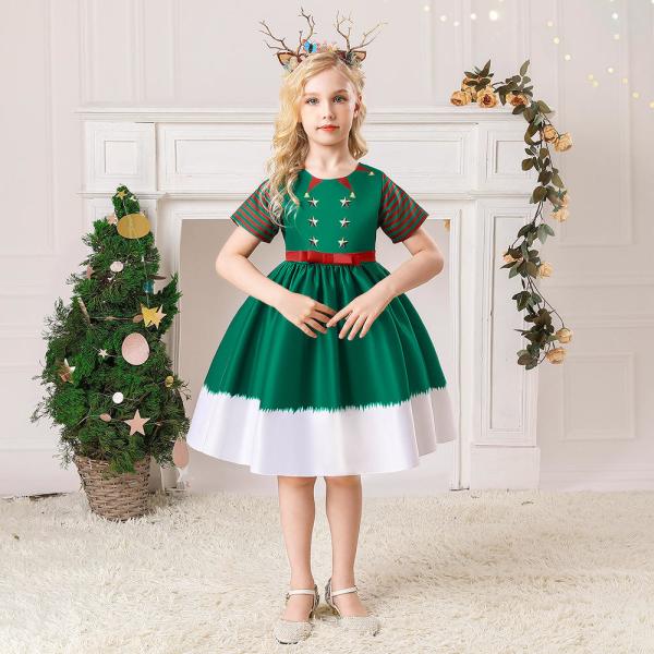 Children'S Dress Clothing Girls Fancy Christmas Dress Snowflake Printed Dresses