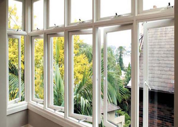 Double Glazed Aluminium Windows , Grey Aluminium French Doors Exterior Swing Open Style