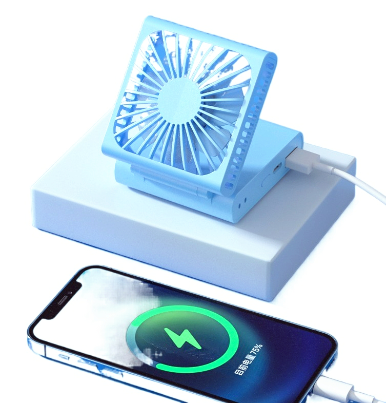 USB Rechargeable Personal Desk Phone Holder Portable Mini Fan Small Battery Operated Fan 5 in 1 As Power Bank Handheld Neck Fan