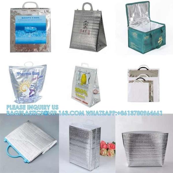 Food Storage Hot Cold Pack Ice Delivery Bag Custom Reusable Waterproof Insulated Mylar Foil Zipper Thermal