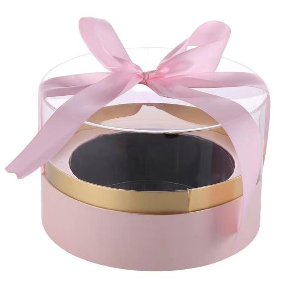 Cylindrical Bouquet Innovative Biodegradable Packaging Gift Clear PVC With Ribbon