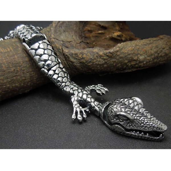 Men's Titanium Stainless Steel Bracelet Lizard Animal Style 8.5 Inches (JCE273)