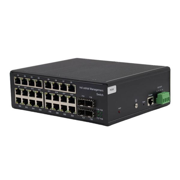 Industrial 24 Port Gigabit POE Switch With 4 SFP Web Management Console Port