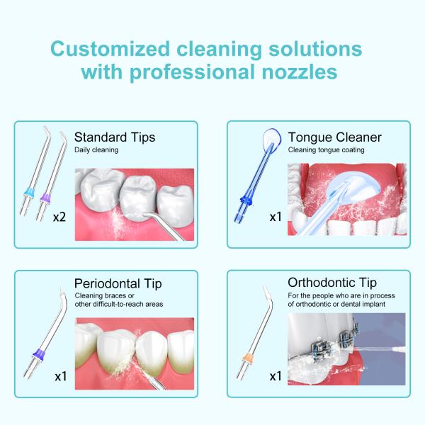 Professional Cordless Water Flosser with 5 Water Pressure Modes and 5 Jet Tips for Customized Cleaning