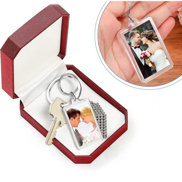 Sublimation Blank Acrylic Keychain Custom Picture Insert Clear Plastic Acrylic Photo Frame Keychain