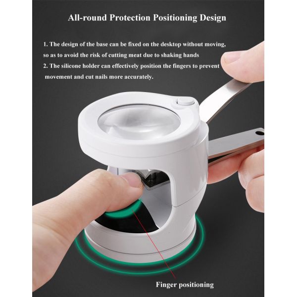 Elderly Friendly LED Nailclipper Magnifier Anti Shake LED Illuminated for Nail Trimming & Visually Impaired Reading