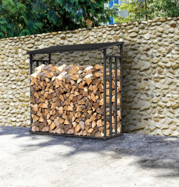 Middle Size135x70x165cm Metal Firewood Rack Anthracite Garden Firewood Shelter Stacking Aid Kaminholzunterstand