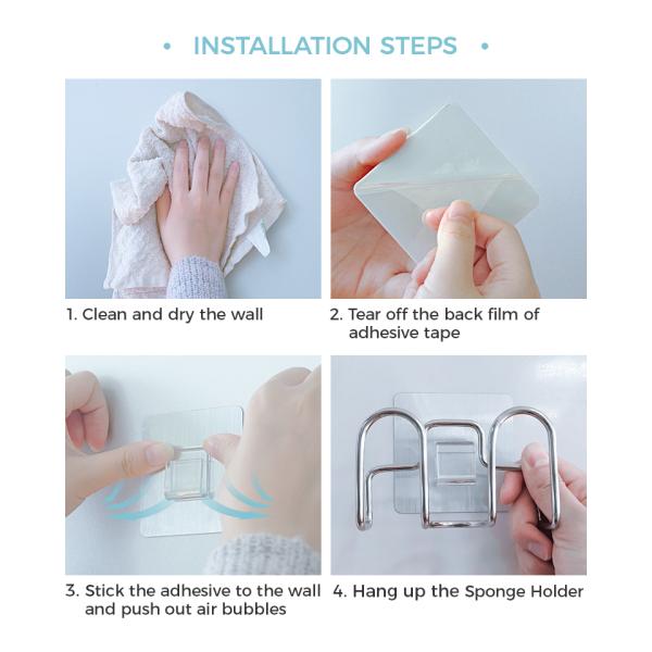 Наборы аксессуаров ванны собственной личности слипчивые, установленный держатель губки кухонной раковины