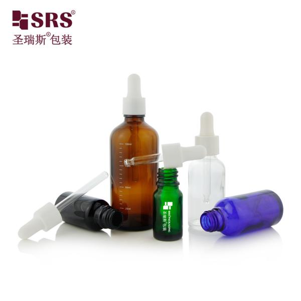 D001-50ml Eco Friendly Empty Round Shoulder Glass Body Oil Dropper Bottle With Silkscreen Printng Logo Customization White Dropper Cap And Silicone Handle For Skincare Packaging