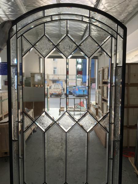 Decorative Arched Leaded Glass Windows Triple Glazed Sliding Door exterior door leaded glass