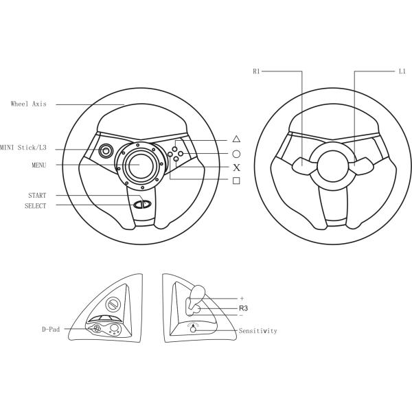 Wired Connection Video Game Steering Wheel for P4 Big Size Shape With Vibration