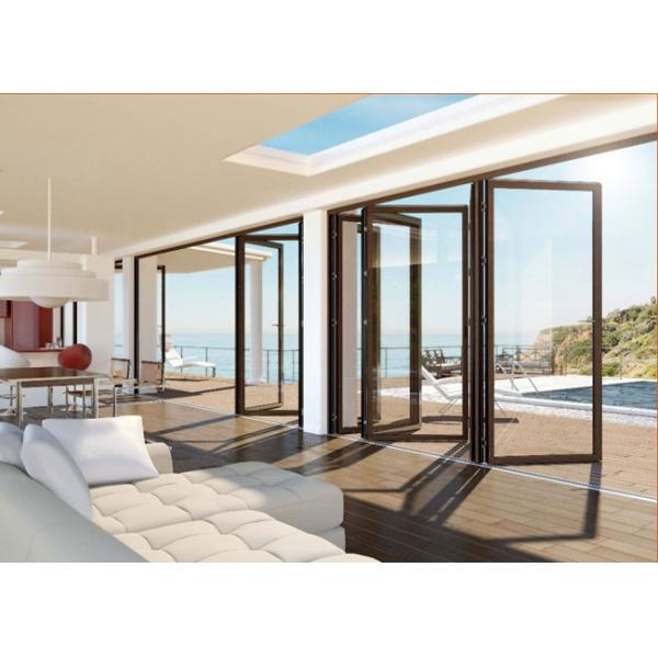 Portas de empilhamento de dobramento de alumínio do projeto moderno para a porta bifold vitrificada da porta da casa dobro bifold vertical residencial