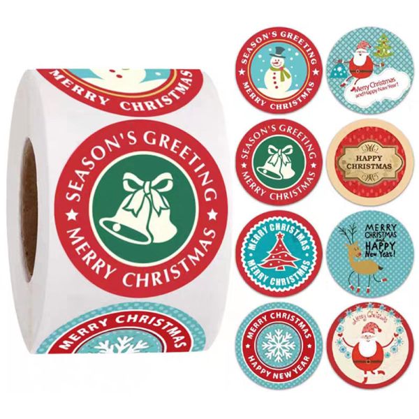 Personalised Round Merry Christmas PVC Label Sticker Labels For Card Gift Envelope Box