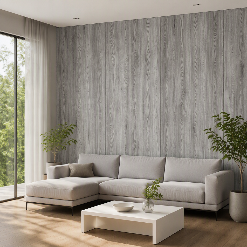 Grey / Weathered Wood Wall Panels, SPC Pattern Wall Panels Large Board 1.2x2.44m