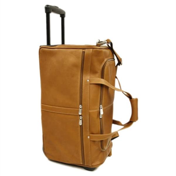 24 pouces de cuir authentique duffel Voyage de nuit week-end sac en cuir Téléscopie poignée de chariot