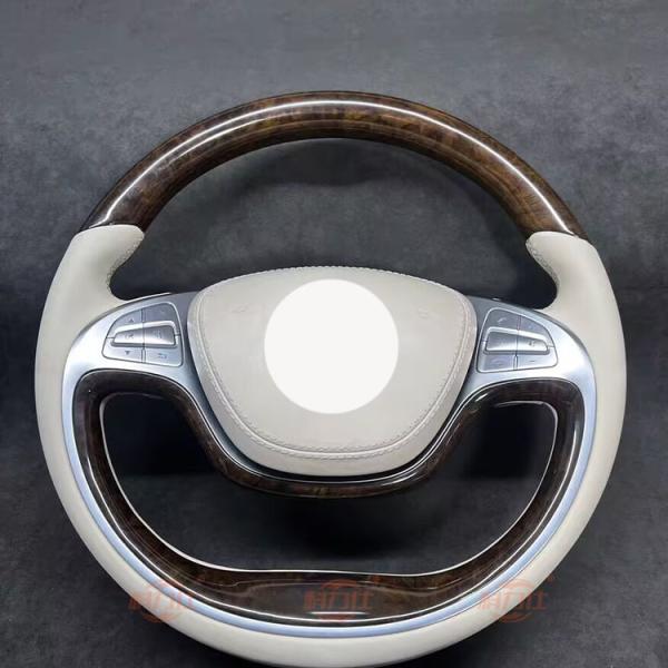 Volante B-enz modificado con cuero genuino, fibra de carbono y madera de durazno de grado AGLES